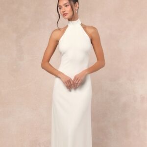 Lulus Alaura White Backless Halter Maxi Dress - Size M